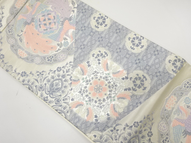 JAPANESE KIMONO / ANTIQUE FUKURO OBI / SILK / WOVEN PHOENIX